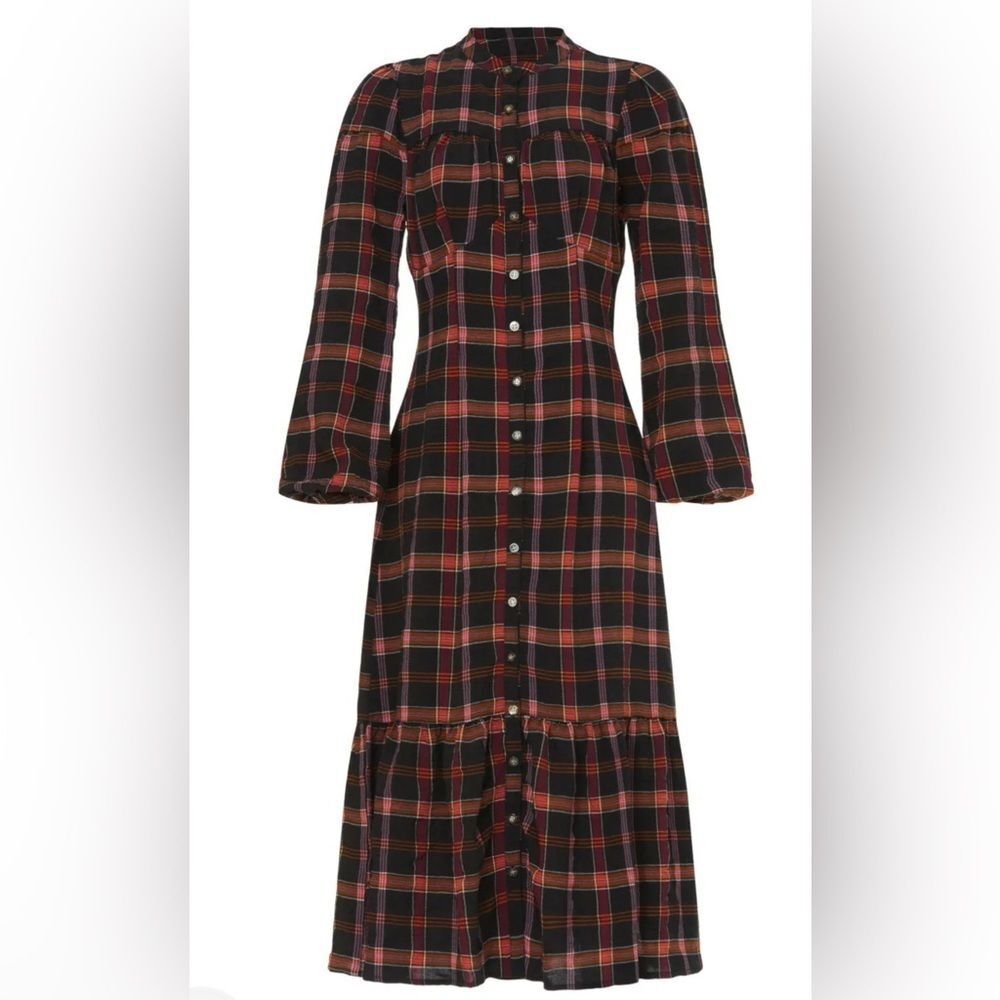Pamela Love x RTR Maroon Plaid Shirtdress - Size M / Pit to Pit 18”‎ - Picture 4 of 11
